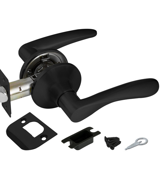 Ручка защелка DK610 BL-PS (6010 BL-P) (без фик.) черный (44451) (AJAX)